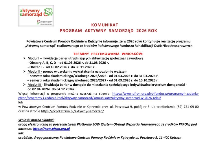 AKTYWNY SAMORZĄD 2026